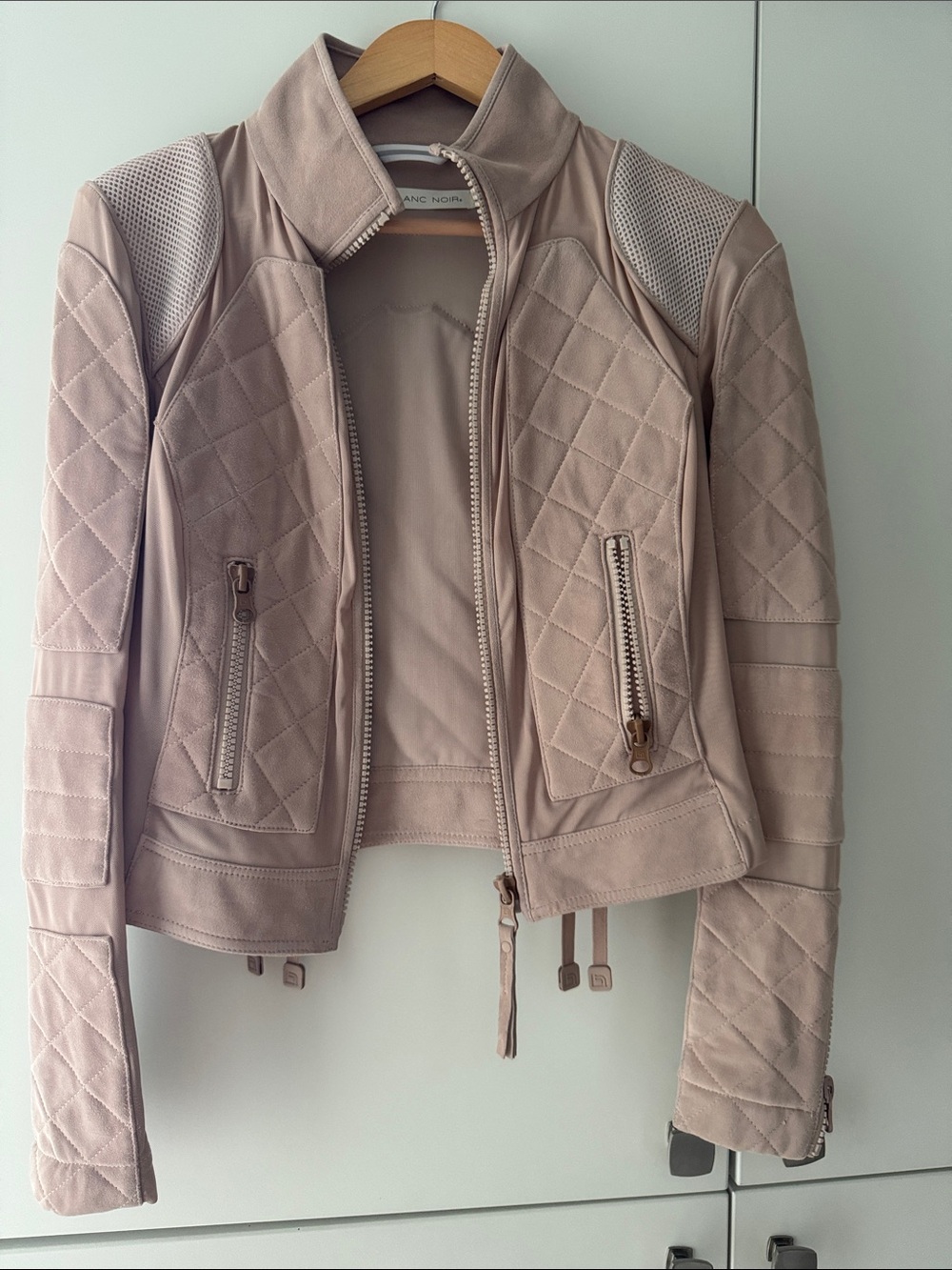 blanc noir Quilted Moto Jacket - Dusty Blush